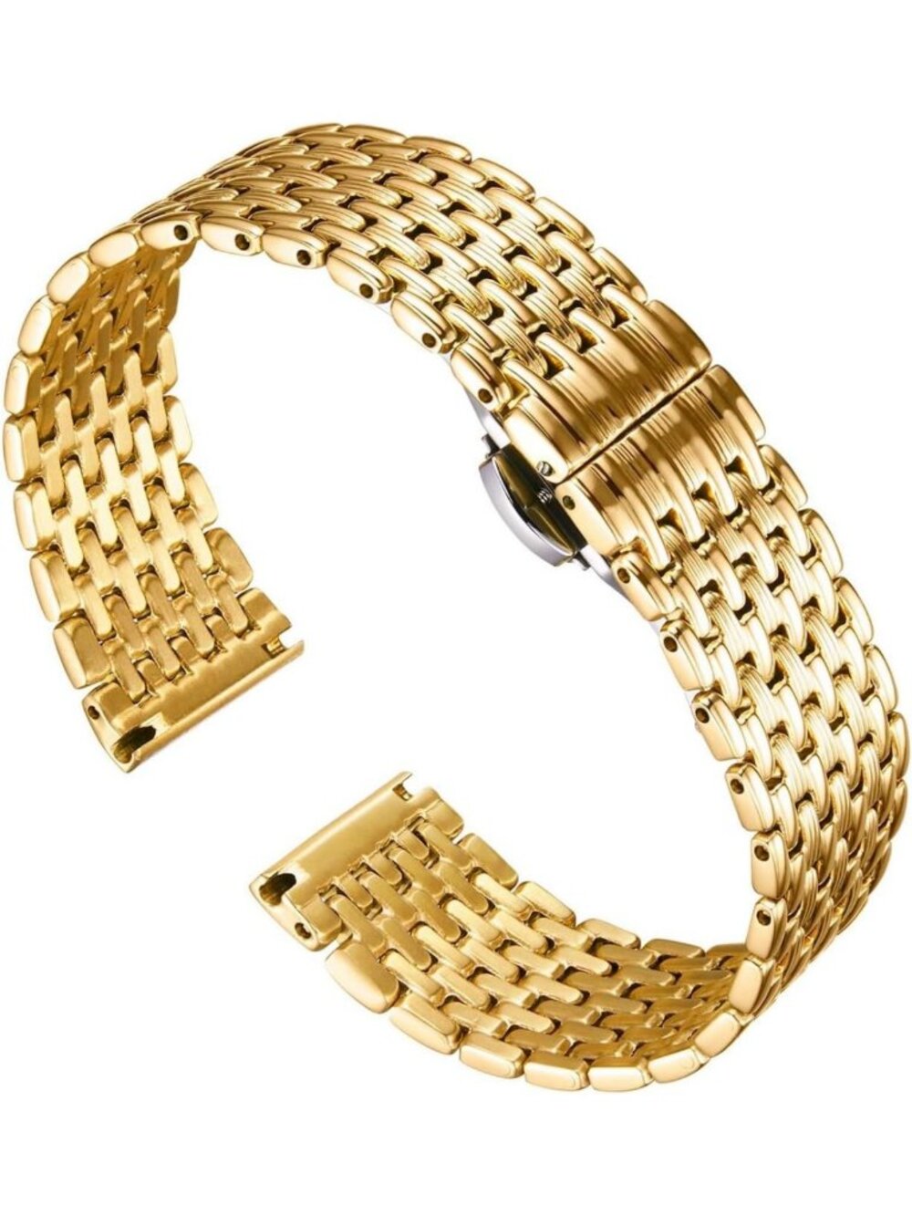 Ultra Thin Mesh Stainless Steel Watch Band, Polished Replacement Bracelet for